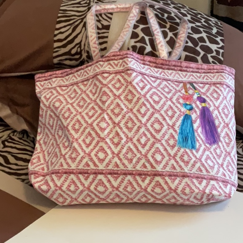 Estee Lauder Pink and Blue Geometric Tote